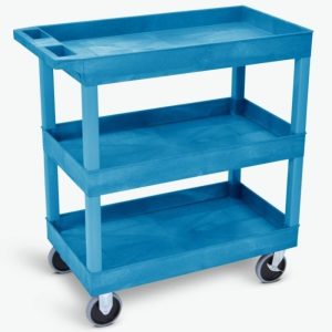 18″ X 35″ 3-Tub Shelf Heavy Duty Utility Cart In Blue Carts & Trucks