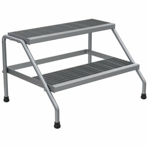 2-Step Wide Knock-Down Aluminum Step Stand 24.56 X 32.81″ Ladders & Accessories