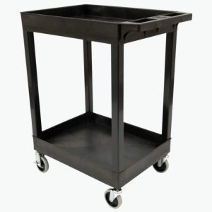 24 X18 Plastic Utility Tub Cart,Two Shelf-Black With Heavy Duty 5 Casters Carts & Trucks