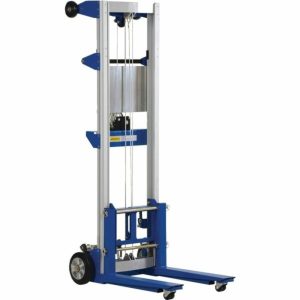 400 Lb Capacity Blue Fixed Straddle Hand Winch Lift Truck 35 X 25 X 67.5″ Material Handling