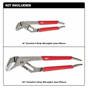 6 In. And 10 In. Straight-Jaw Pliers Set Hand Tools