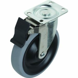 6″ Rubber Gray Non-Marking Wheel Swivel Caster With Wheel Brake Material Handling