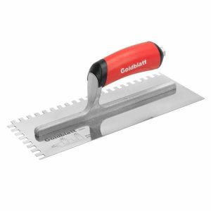 Pro Stainless Steel Square-Notch Trowel, Red Soft Grip, 1/4″X3/8″X1/4″ Hand Tools