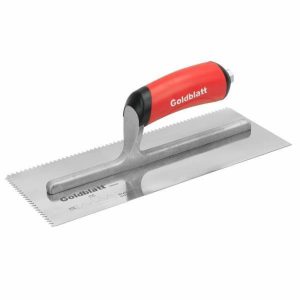 Pro Stainless Steel V-Notch Trowel, Red Soft Grip, 3/16″ X 5/32″ Hand Tools