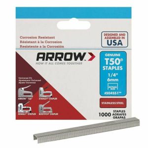 T50 1/4″ Staples, Stainless Steel, Package Of 1000 Fastening Tools