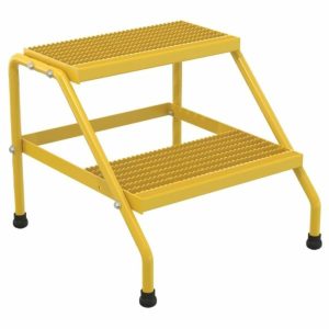 Yellow 2-Step Knock-Down Aluminum Step Stand 24.56 X 22.81″ Ladders & Accessories